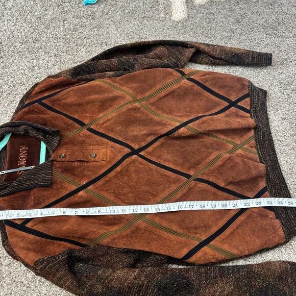 SAXONY Men’s Vintage Genuine Leather Knit
Pullover Sweater M - Picture 8 of 15